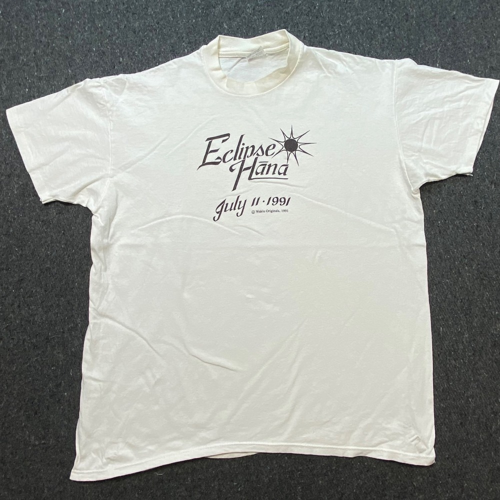 Stedman T Shirt XL Mens White Vintage 1991 Eclipse Hana Single Stitch Hawaii Tee